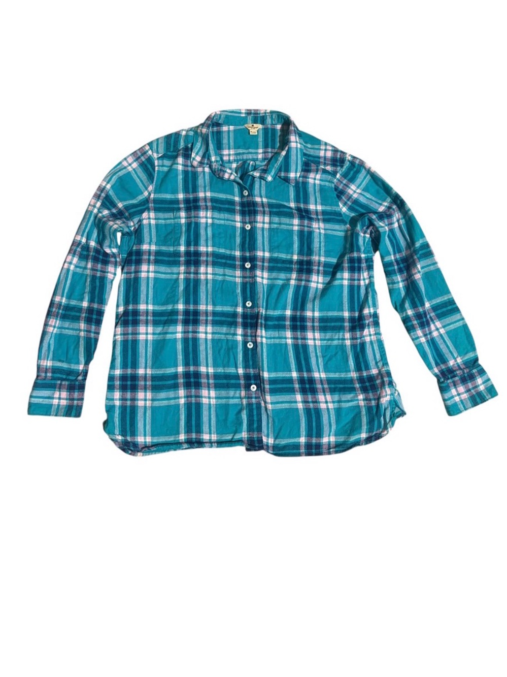 Blue and White Plaid Button-Down Shirt